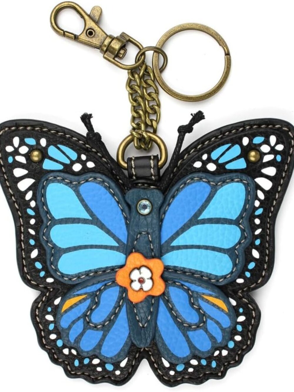 Colorful Garden Critter Key Fob & Coin Purse - Blue Butterfly Accessory for